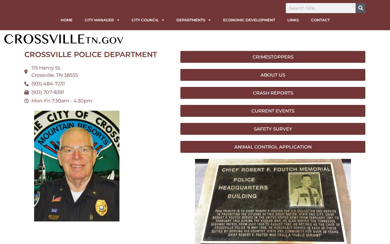 Crossville Police Department criminal records page