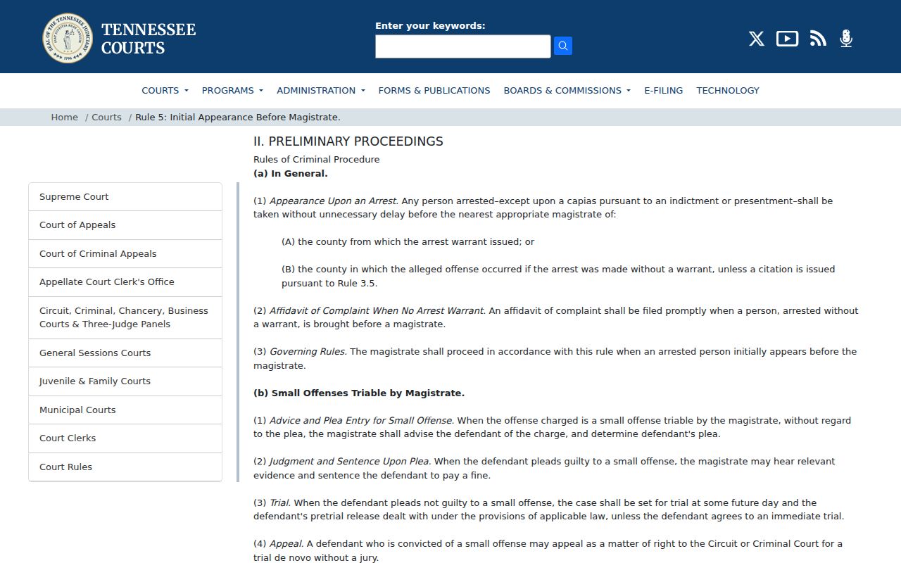 Rule 5 process for Cumberland County criminal court cases