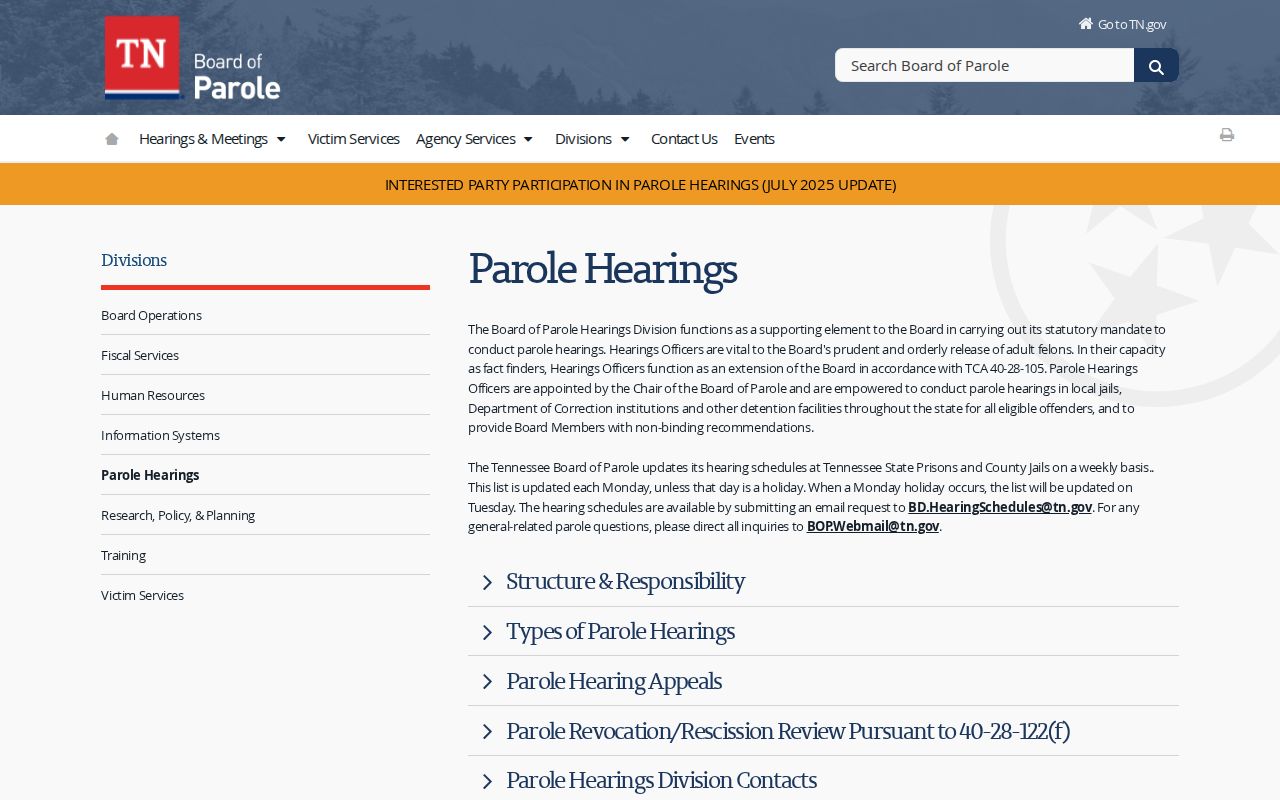 Cumberland County criminal record Board of Parole hearing process