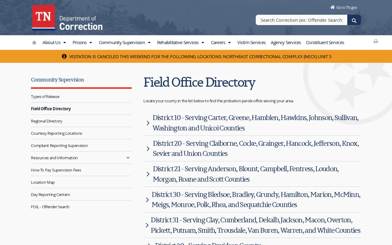 Cumberland County criminal records District 31 supervision office